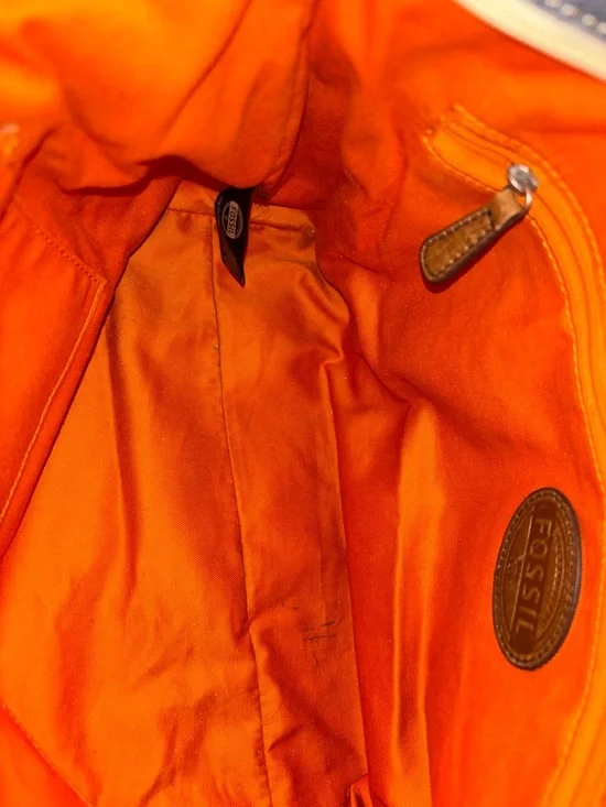 Fossil Cream Canvas Tote with Multicolor Floral Print and Brown Leather Handles - Picture 12 of 13